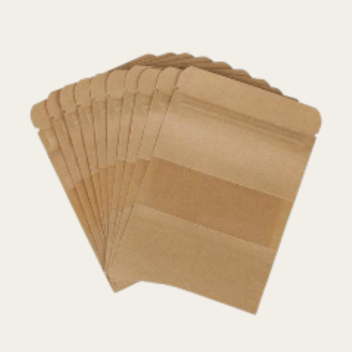 Copia de Bolsa Kraf Con Ventanilla Y Zipper 12 x 20 cm