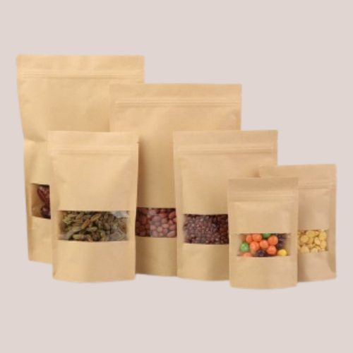 Bolsa Kraf Con Ventanilla Y Zipper 10 x 15 cm